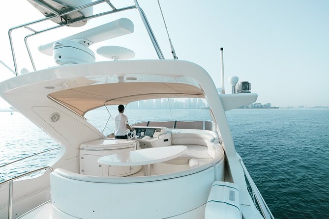 2 hours Dubai private luxury yacht 55ft tour - Drinks, towels, and optional food