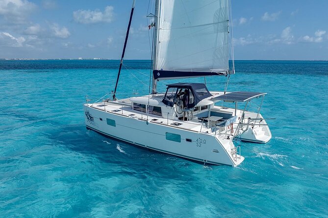 7hrs 42ft Luxury Catamaran Private Charter Cancun to Isla Mujeres - Leaving Cancun and settling into the sail
