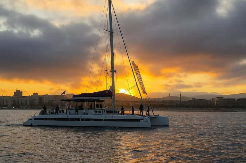 Barcelona: Luxury Catamaran Sunset Cruise - The first 40 minutes, sailing beyond the port
