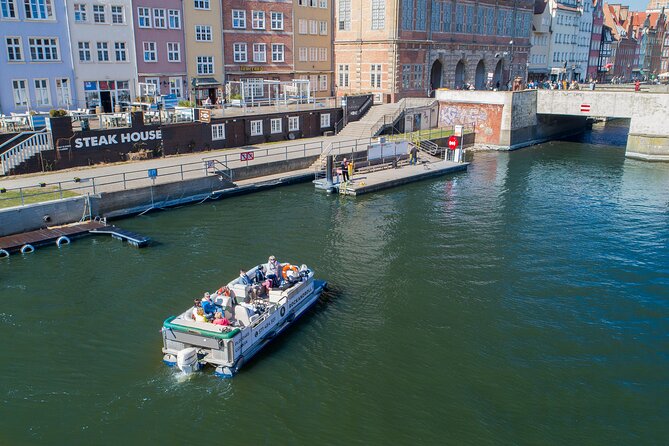 Cruises on the Motlawa River by a luxury catamaran - Gdańsk from the water side - The Green Bridge and Długie Pobrzeże