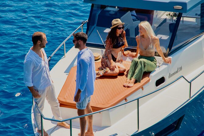 Diamond 36 Private Motor Yacht Caldera Cruise - Sailing past Thirassia and the caldera’s quieter side