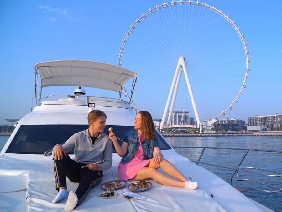 Dubai: Luxury Private 50 FT Yacht Cruise + Optional Sushi - A Good Match for Proposals, Birthdays, and Families