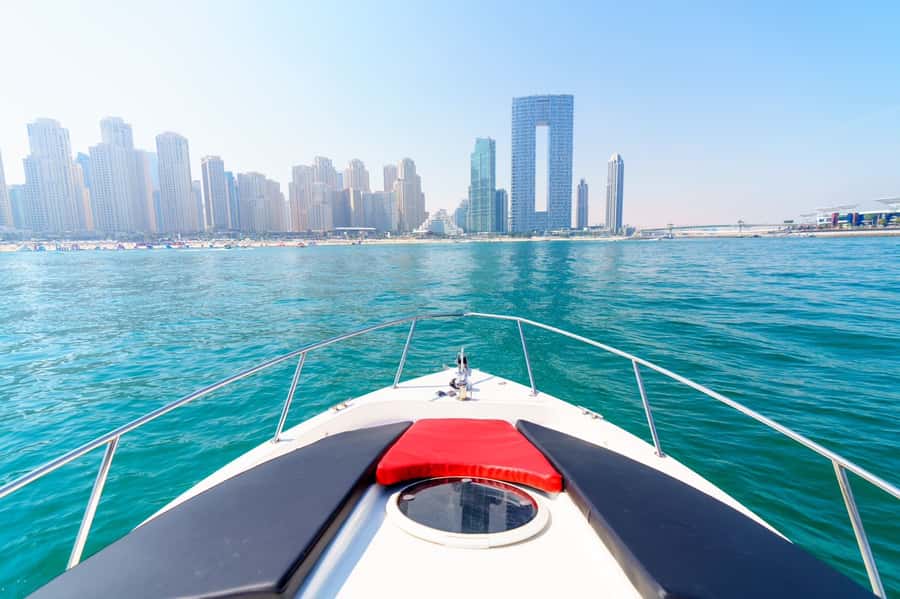 Dubai: Private Coastline Landmarks Mini-Yacht Tour - Burj Al Arab from the Arabian Gulf