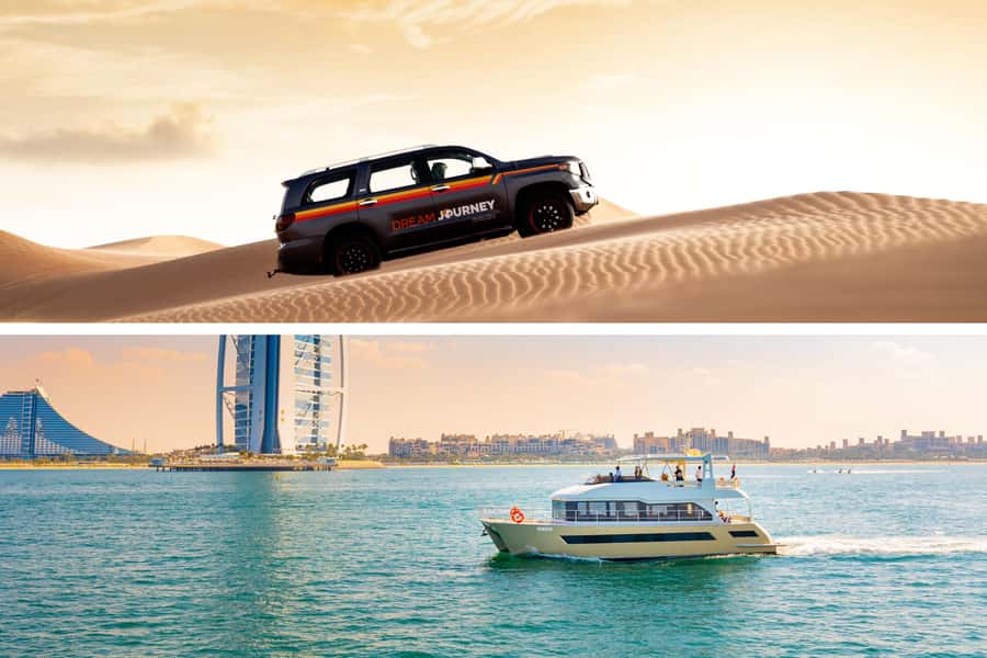 Dubai Waves & Dunes: Luxury Yacht Cruise w/ Red Dunes Safari - Key points at a glance