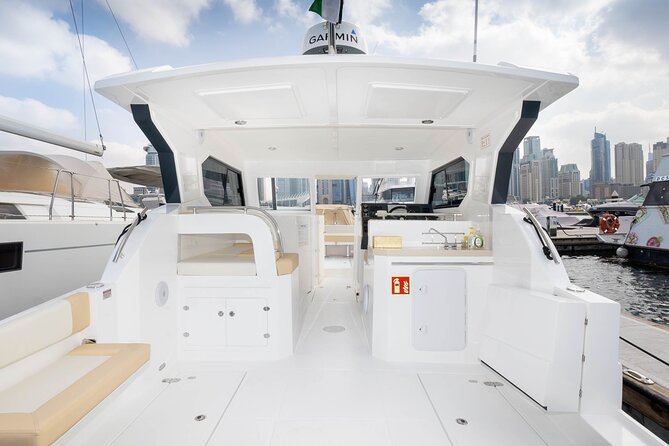 Dubai Yacht Book 36ft Yacht on rent in Dubai up to 10 persons - Dubai Marina and Jumeirah Beach Residence from the water