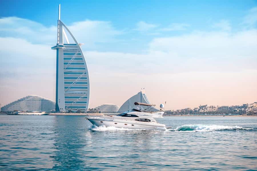Dubai Yacht Tour - Boat Trip upto 12 guests Private event - Crew service, music, BBQ, and celebrations