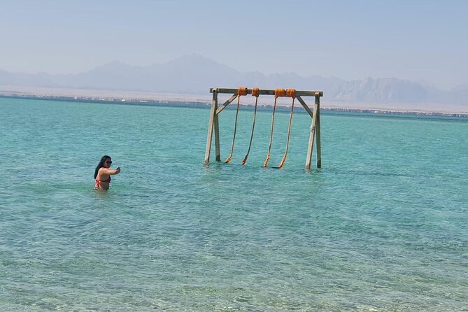 Exclusive Orange Bay Island Luxury Yacht Experience - Hurghada - The first snorkeling stop: coral, fish, and clear water