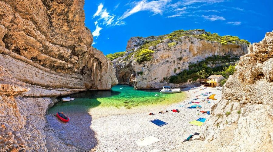 From Split: Blue Cave and Hvar Guided Tour by Luxury Boat - Stiniva Cove gives you a quick coastal pause