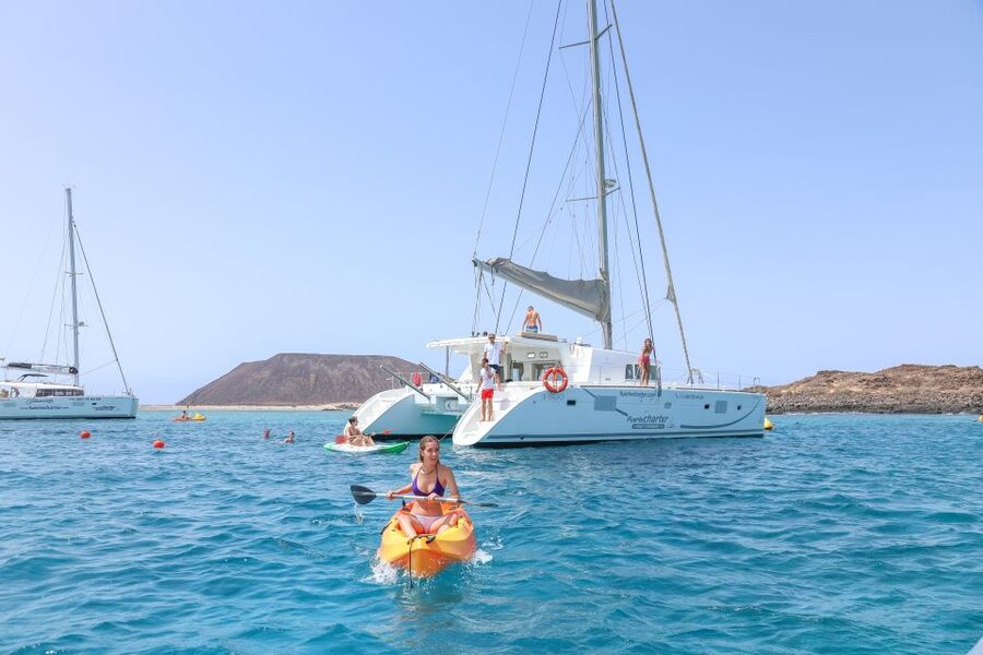 Fuerteventura: Private Luxury Catamaran to Lobo Island - Seeing the lighthouse and old port from the water