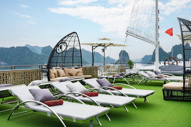 Full day Halong Bay Luxury Cruise - buffet lunch, kayak, swim. - Boarding at Tuan Chau and settling into the cruise