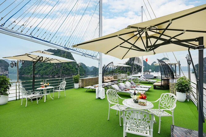 Full day Halong Bay Luxury Cruise - buffet lunch, kayak, swim. - Sunset refreshments make the return sail feel less rushed
