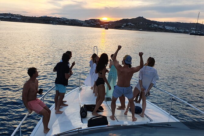 Full Day Private Yacht Cruise in Mykonos on a Ferretti Altura 52s - Food, wine, beer, and a Mykonian platter