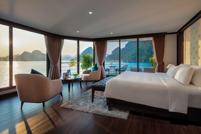 FULL package - 3D2N on 5<em> Luxury Cruise explore Lan Ha Bay and Halong Bay – Key points to know before booking’ /></p>
<ul>
<li><strong>A 15-person cruise:</strong> The small group gives you a more personal setting than a large party boat.</li>
<li><strong>Private-balcony cabin:</strong> Your room includes a large private balcony, useful for quiet time between activities.</li>
<li><strong>Two famous bays in three days:</strong> The route links Halong Bay, Lan Ha Bay, and Cat Ba Island.</li>
<li><strong>A full activity program:</strong> Expect kayaking, cave visits, swimming, beach time, cooking, sunset activities, and Tai Chi.</li>
<li><strong>Cat Ba is part of the experience:</strong> The third day includes Cat Ba Island, Trung Trang Cave, and a visit connected with Cat Ba National Park.</li>
<li><strong>Strong guide service:</strong> Guides called Danny and D are praised for clear English, humor, helpfulness, and careful organization.</li>
</ul>
<h2>What you are really paying for at $620</h2>
<p><img width="669" height="446" decoding="async" src=