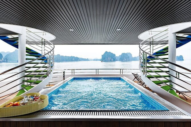 Halong Bay Day Tour Luxury Cruise With Jacuzzi and Buffet Lunch - Buffet lunch with Vietnamese and Western choices