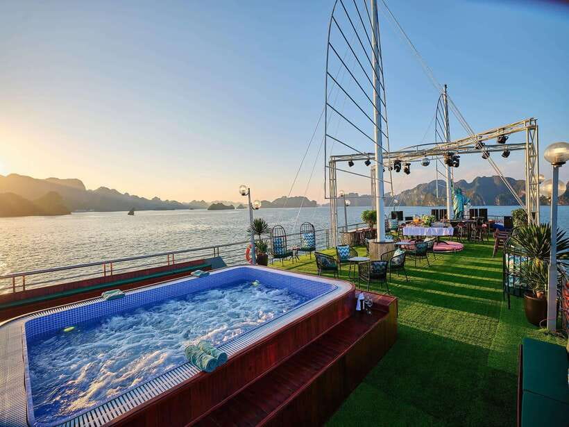 Halong Bay Luxury Cruise: Kayak&Swim,Cave, Party BEST SELLER - Titov Island for a swim or a view