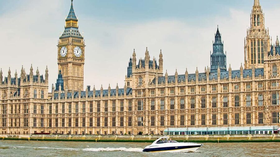 London: 2 hour private luxury yacht hire on the River Thames - Westminster from the water