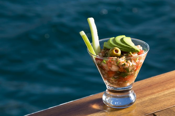 Luxury Yacht Snorkeling & Lunch Cruise from Cabo San Lucas - Baja tacos turn the boat into a floating lunch table