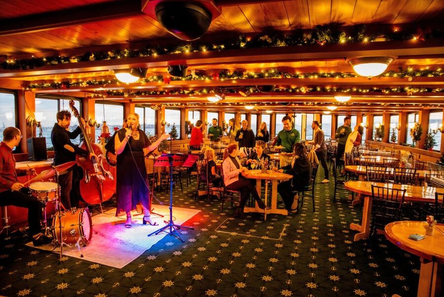NYC: Holiday Yacht Cruise with Jazz, Cocoa & Carols - Lower Manhattan, Battery Park, and the Seaport