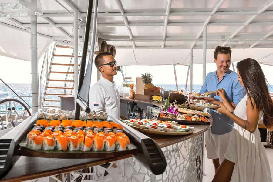 Phuket: Coral and Racha Islands Hype Luxury Catamaran - The return sail turns into the main event
