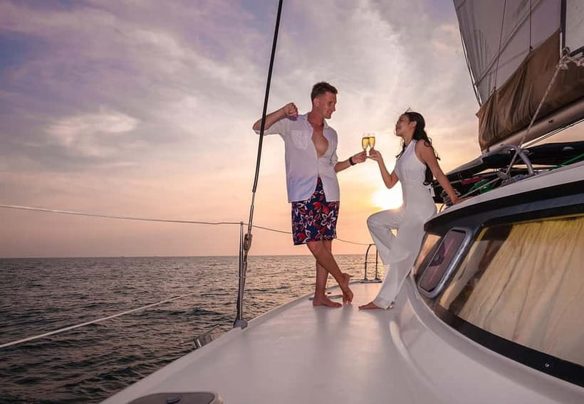 Phuket Sunset Dinner Sailing Yacht Catamaran - Kahung Beach, white sand, and easy water time