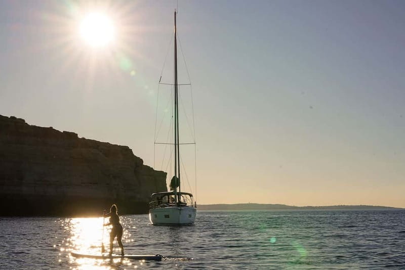 Portimao: Sunset Luxury Sail-Yacht Cruise - Joao dArens and the Coastal Rock Formations