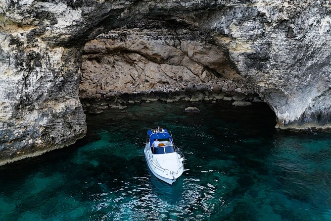 Private Boat Charter Blue Lagoon Crystal Lagoon Comino and Gozo - Comino’s caves are best seen from the boat
