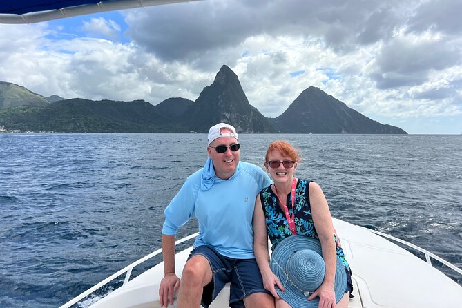 Private Boat Charter St. Lucia, boat tour to Soufriere. Full day - Anse Chastanet finishes with black sand