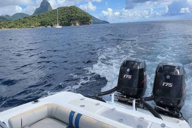 Private Boat Charter St. Lucia, boat tour to Soufriere. Full day - Soufriere adds the mud baths and mineral falls