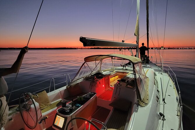 Private Luxury Sunset Sail on the 50ft Sailing Yacht Fate BYOB - Meeting the USS Yorktown and USS Laffey
