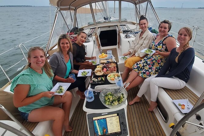 Private Luxury Sunset Sail on the 50ft Sailing Yacht Fate BYOB - Passing beneath the Ravenel Bridge