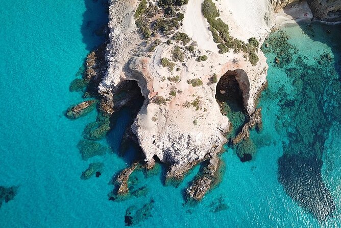Private Milos Tour "Unspoiled Secret Beaches"- Luxury Boat Rental - Gerontas Beach, a small cove with a natural arch