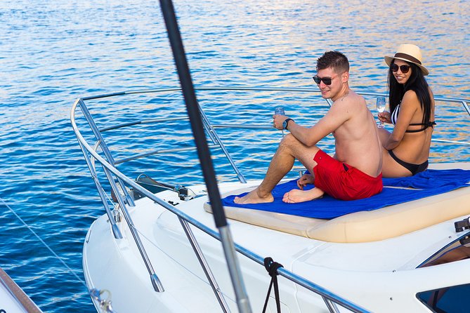 Private Motor Yacht Cruise with BBQ, Open Bar & Transfers - Thirassia for a longer swim