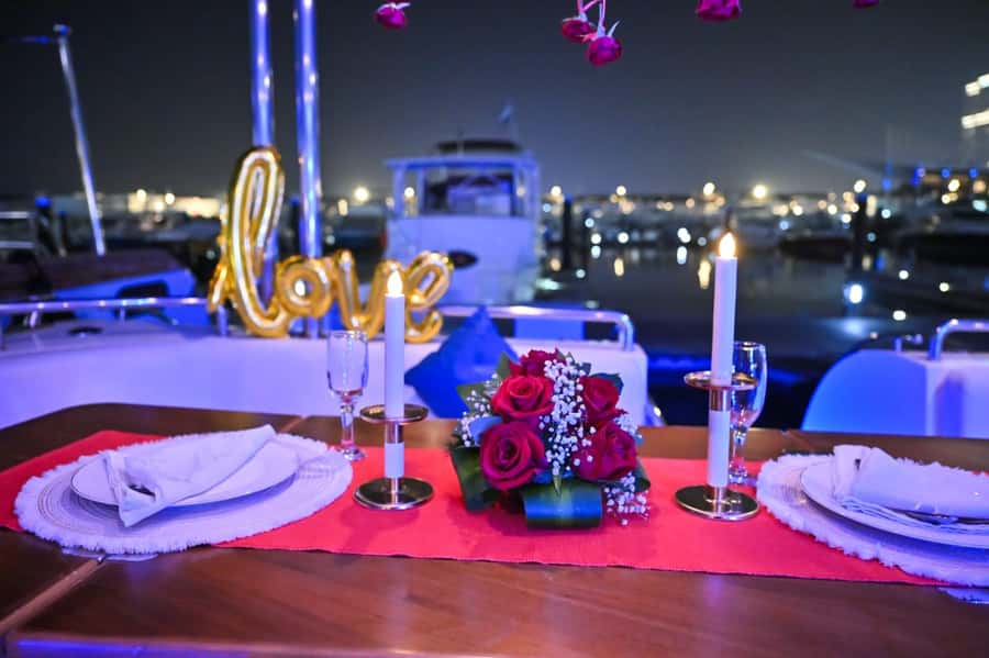 Romantic Dinner on Private Yacht - A candlelit table made for a special occasion