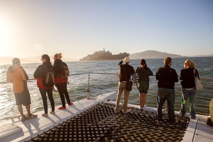 San Francisco Bay Sunset Cruise by Luxury Catamaran - Setting out from Pier 39 at sunset