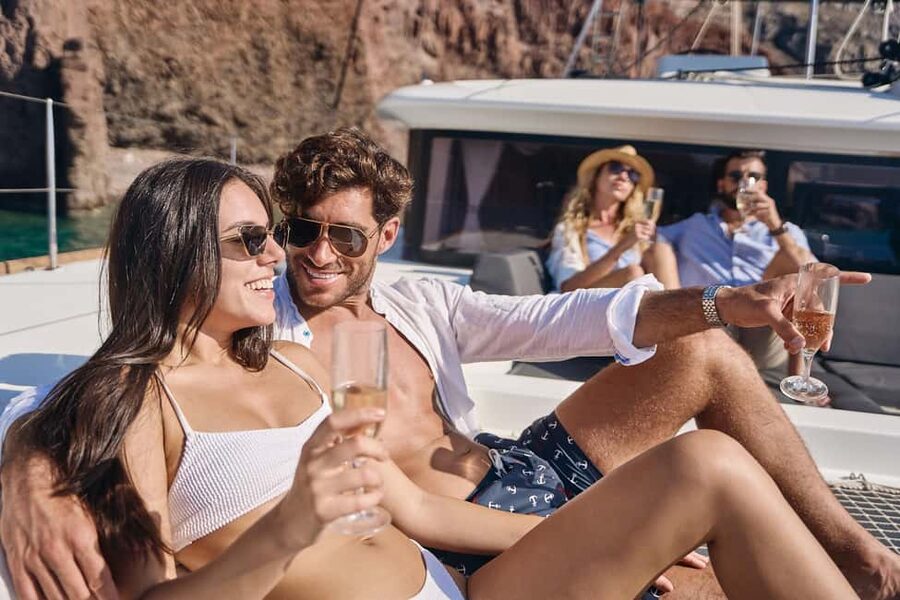 Santorini: Caldera Luxury Catamaran Cruise w/ Meal & Drinks - Key points at a glance