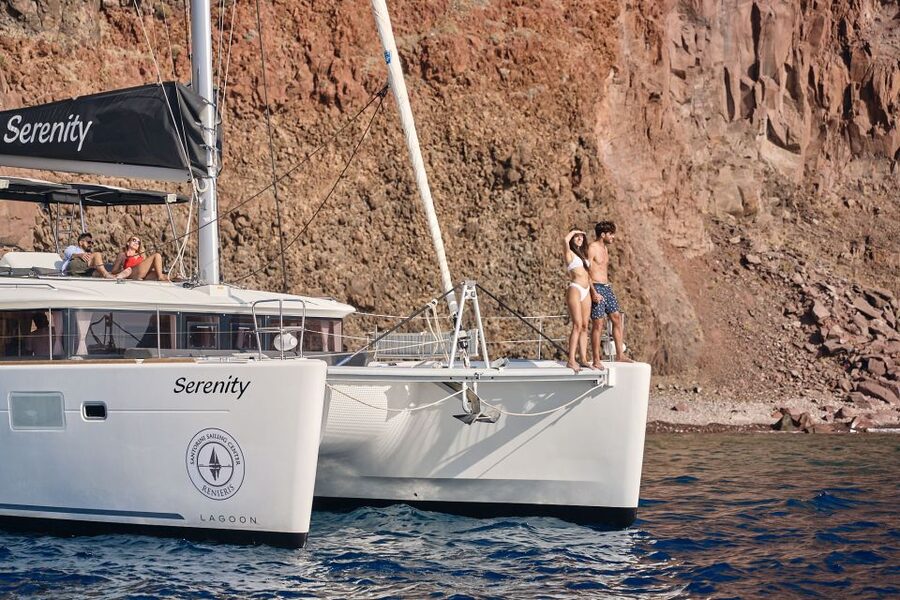 Santorini: Day Luxury Catamaran Cruise with Meal & Drinks - A proper Greek barbecue served at sea