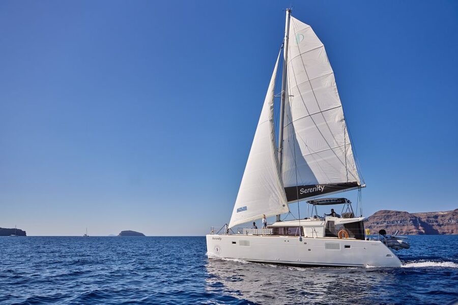 Santorini: Day Luxury Catamaran Cruise with Meal & Drinks - Hotel pickup and the ride to Ammoudi Bay