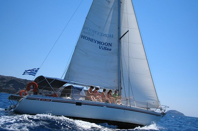 Santorini Oia: Private Sailing Yacht Cruise with Meal and Drinks - Old ports seen from the caldera
