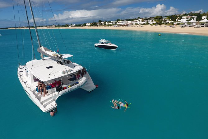 St Maarten Luxury Catamaran Full-Day Group Charter - Happy Bay and the western coast