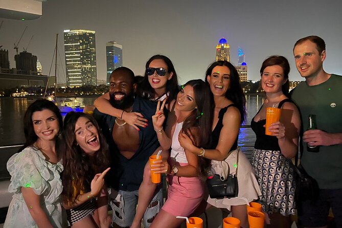 Ultimate Dubai Marina Yacht Party with BBQ, Drinks & DJ - Sailing past Dubai Marina after dark