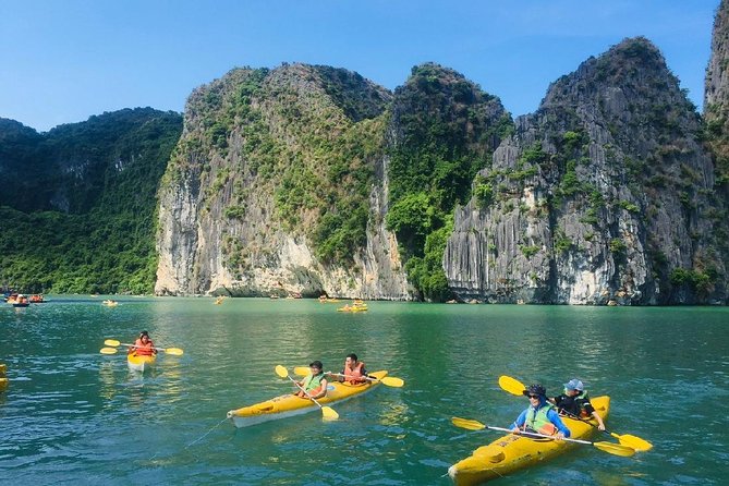 VIP Ha Long Bay 6 hour FUJI cruise with latest luxury cruise ship + limousine + highway + dinner for Japanese only - Kayaking or bamboo boat among the islands