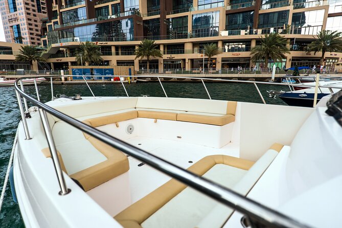Yachting in Dubai: Book 36 ft Yacht Charter up to 10 people - Bluewaters Island and the Ain Dubai wheel